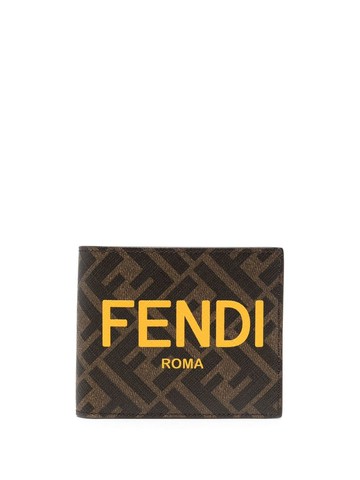 FENDI - FF-logo print wallet - men - Leather - One Size - Brown