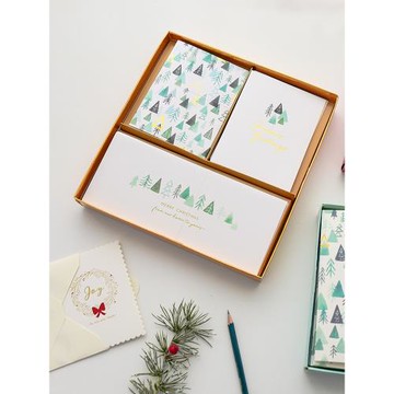 諾琪 圣誕節賀卡祝福感恩卡片套盒燙金賀卡小卡片Christmas card