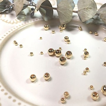 【Rich手作】14k包金 18K金實心 金珠 光珠 圓珠 金珠 散珠 光面圓珠 隔珠 手工DIY  設計款  水晶配件