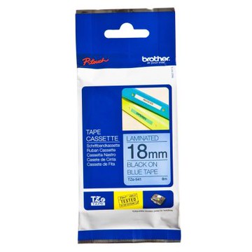 【Brother 兄弟】TZe-541 護貝標籤帶 ( 18mm 藍底黑字 )