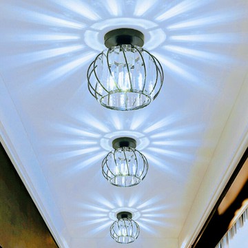 水晶玻璃北歐簡約新款現代LED吊燈客廳閣樓書房過道走廊平板燈室內照明