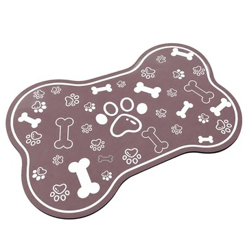 Bebehome 升級加厚 秒吸水防滲漏毛小孩餐墊 寵物專用餵食墊 60 x 40cm  灰紫骨頭  1個