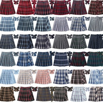 裙長43CM+領結+領帶》學院半身百折學生百褶高腰班校服制服女短裙