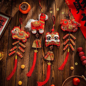 隔日達 💥新年爆款💥2026新年過年喜慶掛件春節裝飾品馬年福字鞭炮串客廳氛圍牆上掛飾