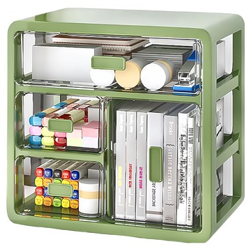 桌面收納盒 抽屜式 特大號 深墨綠  3層