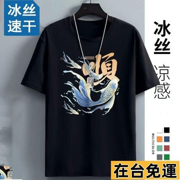 🔥台灣發出🔥 t恤男 💯 冰絲上衣 💯 排汗衫 男 排汗衣 短袖男 涼感衣男 男生 t恤 男生衣服短袖上衣 衣服