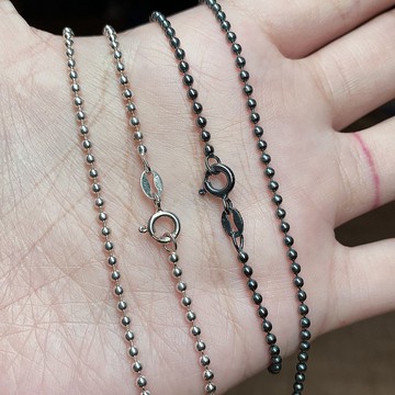 圓珠串鏈  / 925純銀項鍊 / 寬度2mm