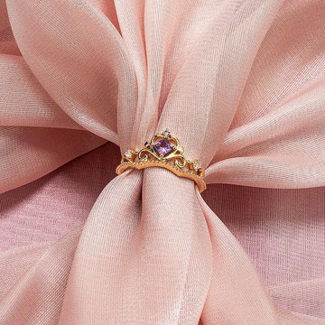 【Purplemay jewellery】純18K實金復古紫水晶鑽石戒指 - R176