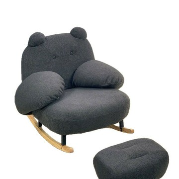 臥室客廳單人大白搖椅沙發椅網紅沙發休閑奶油可愛懶人小熊椅[010209DD]