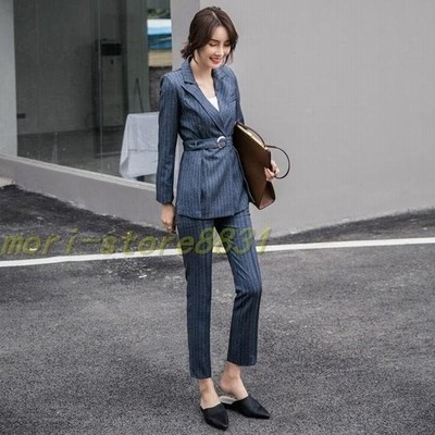 オフィススーツ グレー レディース パンツスーツ フォーマル スーツ 2点セット 通勤 Ol ストライプ 春 秋 セレモニースーツ お洒落 大人 上品 通販 Lineポイント最大get Lineショッピング
