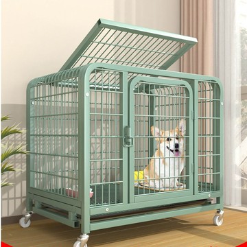 加粗狗籠子 狗屋 寵物籠 狗狗籠子 鐵籠 白鐵籠 中型犬 小型犬室内帶廁所 泰迪比熊柯基柴犬寵物狗窩 狗屋w