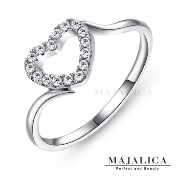 【Majalica】925純銀戒指．簍空愛心．淑女戒．尾戒