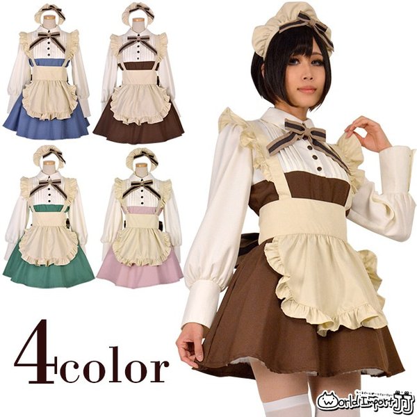 8mm アンティークカラー メイド服 長袖 カントリー調 ショート丈 コスプレ 衣装 メイドドレス カラー4色 通販 Lineポイント最大0 5 Get Lineショッピング