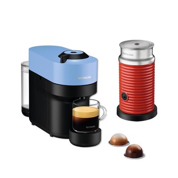 【Nespresso】臻選厚萃 Vertuo POP 膠囊咖啡機  海洋藍+A3紅色奶泡機組合