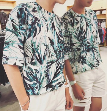 FINDSESNE MD 品牌 迷彩 荊棘 叢林上衣 滿版 花上衣 樹葉 椰子 圖騰