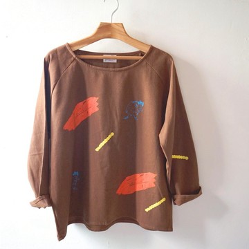 Yinke手作印花咖啡泡泡、扭扭貓上衣