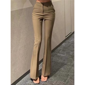 微喇西裝褲女2026夏季新款修身顯瘦卡其色長褲高腰百搭垂感休閑褲