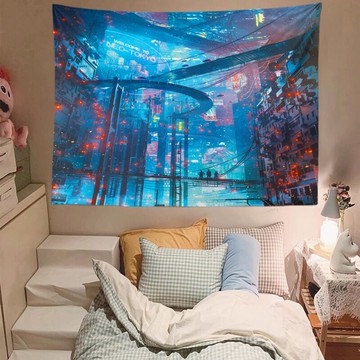 ins潮牌掛布賽博朋克個性背景布掛毯房間背景墻臥室床頭掛毯畫布