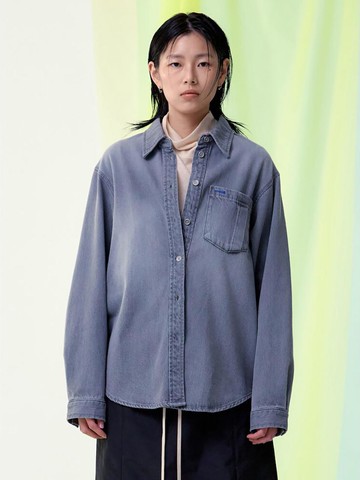 Denim Semi Overfit Cotton Shirts [Grey] (KE5160M013)