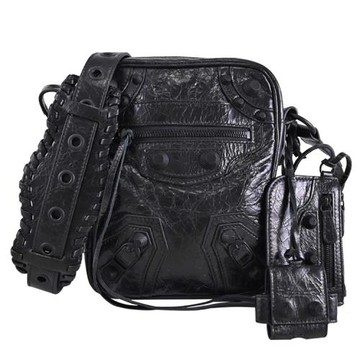 BALENCIAGA 巴黎世家 719065 三合一斜背包.黑-附耳機套/零錢包