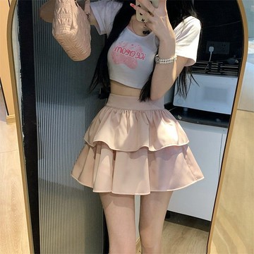 【高腰蓬蓬裙】HK 高腰蓬蓬半身裙 女裝 秋季 小個子 顯瘦 A字短裙 高級感 防走光 蛋糕裙 短裙 裙子 長裙 小個子
