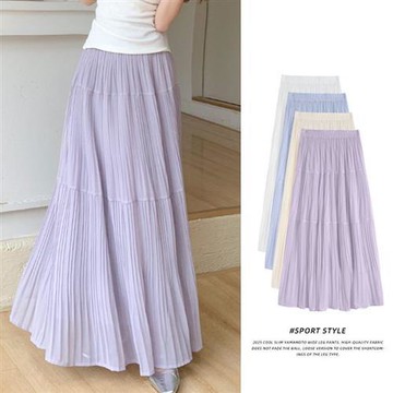 【巴黎精品】現貨+預購 高腰顯瘦半身裙A字裙中長裙蛋糕裙子大碼洋裝休閒女裝-仙女雪紡A字女裙子4色a1ka21