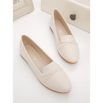 樂福鞋女2025春季新款淺口軟底平底防滑一腳蹬單鞋黑色上班小皮鞋