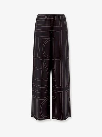 Silk trousers with monogram logo embroidery - TOTEME - gender_Woman