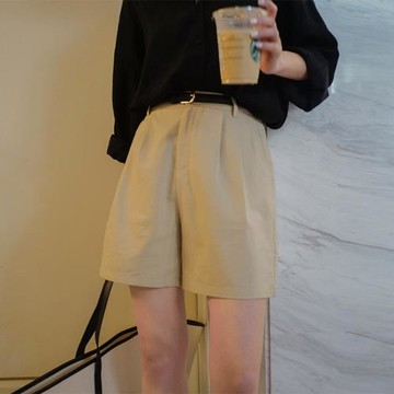 闊腿直筒ins高腰a字薄款西裝褲