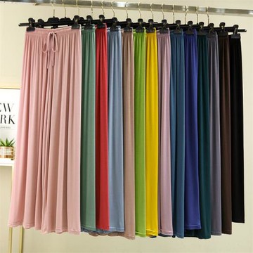 垂感莫代爾高腰寬松大碼顯瘦闊腿褲女夏百搭長褲墜感休閑褲直筒褲