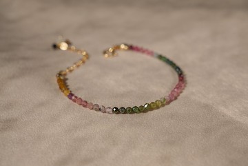SV925/14KGF 極細 彩色碧璽手鍊 Tourmaline 漸層