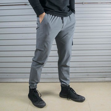 運動休閒健身工裝褲男士速干彈力束腳寬松長褲潮流時尚美式百搭