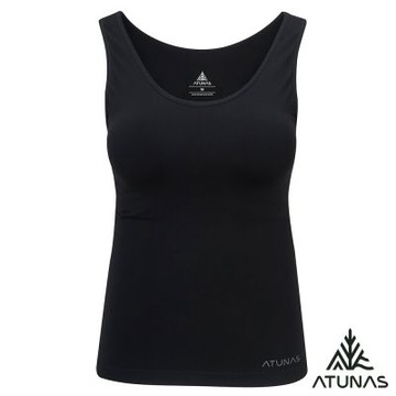 【ATUNAS 歐都納】女瞬透無縫背心(含胸墊)A2UCHH02W黑/吸濕排汗/透氣快乾/涼感