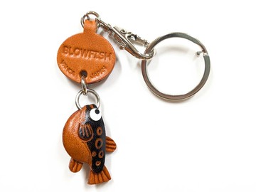 河豚 魚 迷你 真皮鑰匙圈 手作 日本製 立體造型 VANCA