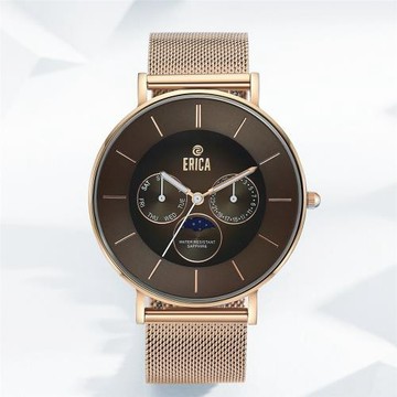 ERICA 時尚三眼月象錶 42mm 漸層咖啡(ER-23RCM)