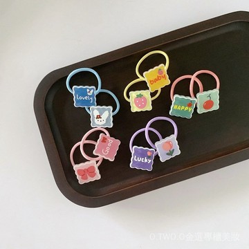 【臺灣出貨】韓版兒童髮圈字母方塊頭繩寶寶小號卡通皮筋女童拚色 JHXT
