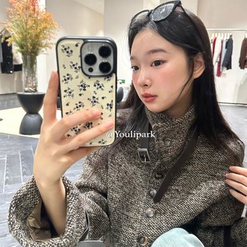 由里公園ins秋冬氣質簡約滿屏小碎花15適用16pro蘋果16ProMax手機殼iPhone16全包12新款14Promax保護套13少女