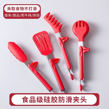 不銹鋼夾子食品夾硅膠牛排夾燒烤烤肉多功能廚房食物夾家用面包夾