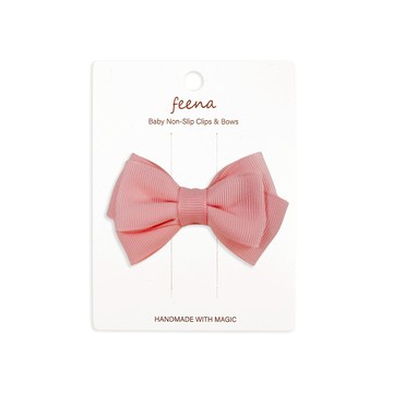 Feena - No.22蝴蝶結髮夾-深粉