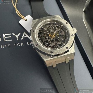 GEYA 格雅男錶 42mm 銀八角形精鋼錶殼 雙面機械鏤空鏤空, 中三針顯示錶面款 G78036GWKW