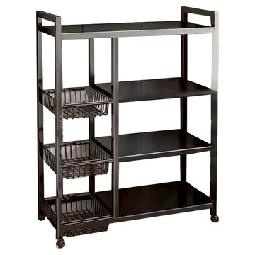 小麥購物 多功能落地式鍋具儲物收納架 3網4層  1個  黑色  80 x 32 x 108cm