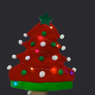 「節日裝飾」聖誕節創意發光燈飾紅綠色聖誕樹形聖誕帽裝飾帽節日派對 聖誕節