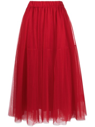 P.A.R.O.S.H. - pleated tulle midi skirt - women - Polyamide/Viscose/Acetate - M - Red