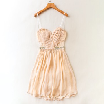 韓版氣質性感禮服裙 名媛晚宴年會修身顯瘦 抹胸鑲鉆網紗連衣裙