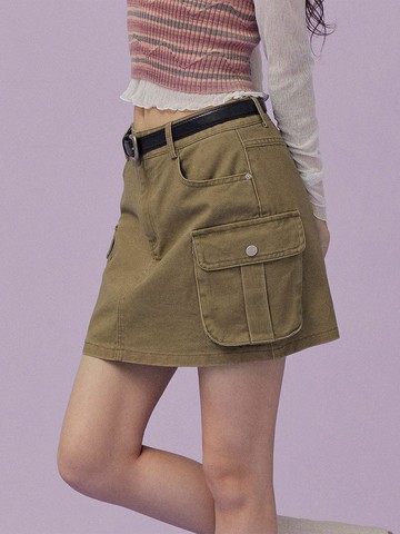 Drawing Cargo Mini Skirt (with Belt Set)