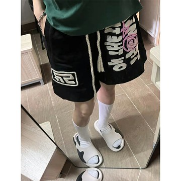 美式復古休閑純棉運動短褲女夏季2022新款設計感小眾港風五分褲子