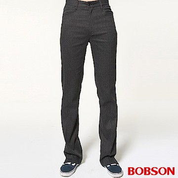 BOBSON 男款素面黑色伸縮喇叭褲