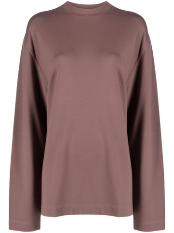 Lemaire - long-sleeve crew-neck sweatshirt - women - Viscose/Spandex/Elastane/Polyamide - XS - Pink