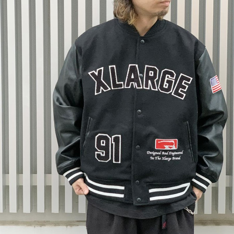 エクストララージ XLARGE スタジャン OG LOGO VARSITY JACKET スタジアムジャケット ブラック 黒 BLACK  101244021005 | LINEブランドカタログ