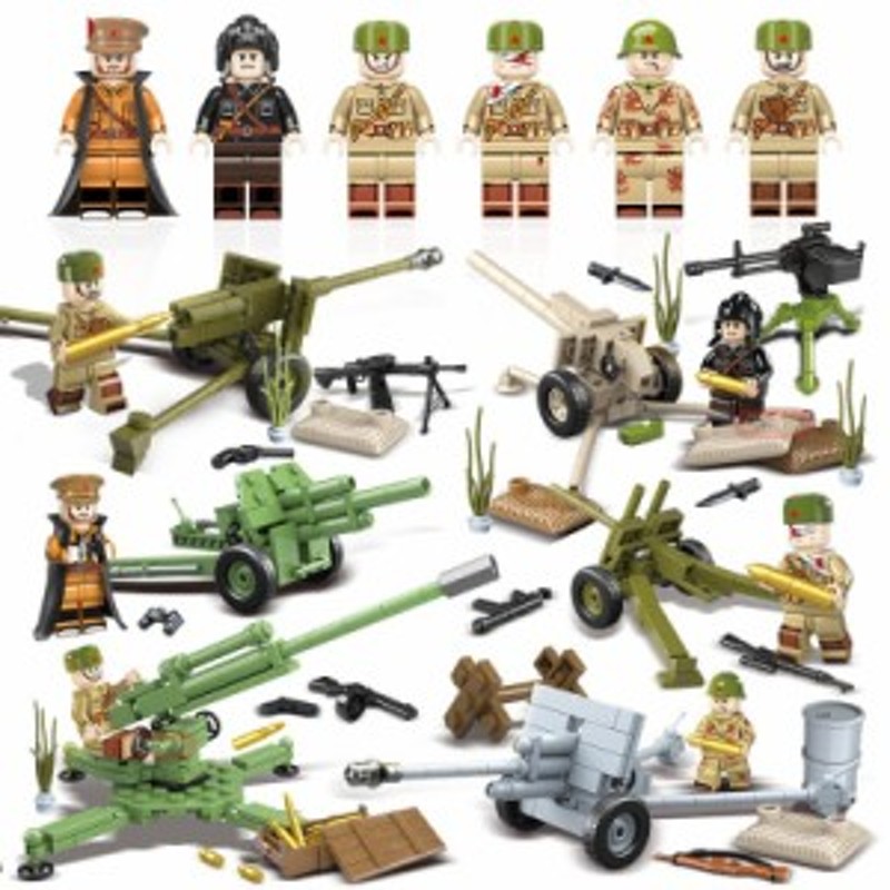 MOC LEGO レゴ ブロック 互換 WW2 第二次世界大戦 ソビエト連邦軍 後方部隊 指揮官 兵士 ミニフィグ 6体セット  大量武器・装備・兵器付き | LINEブランドカタログ